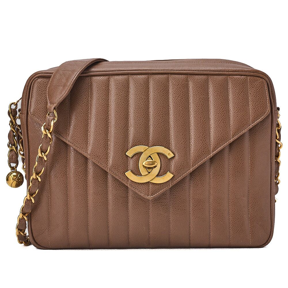 CHANEL シャネル マドモアゼル デカココ ターンロック キャビアスキン チェーンショルダーバッグ ボールチャーム付き ブラウン(ゴールド金具)ブランド【中古】【送料無料】