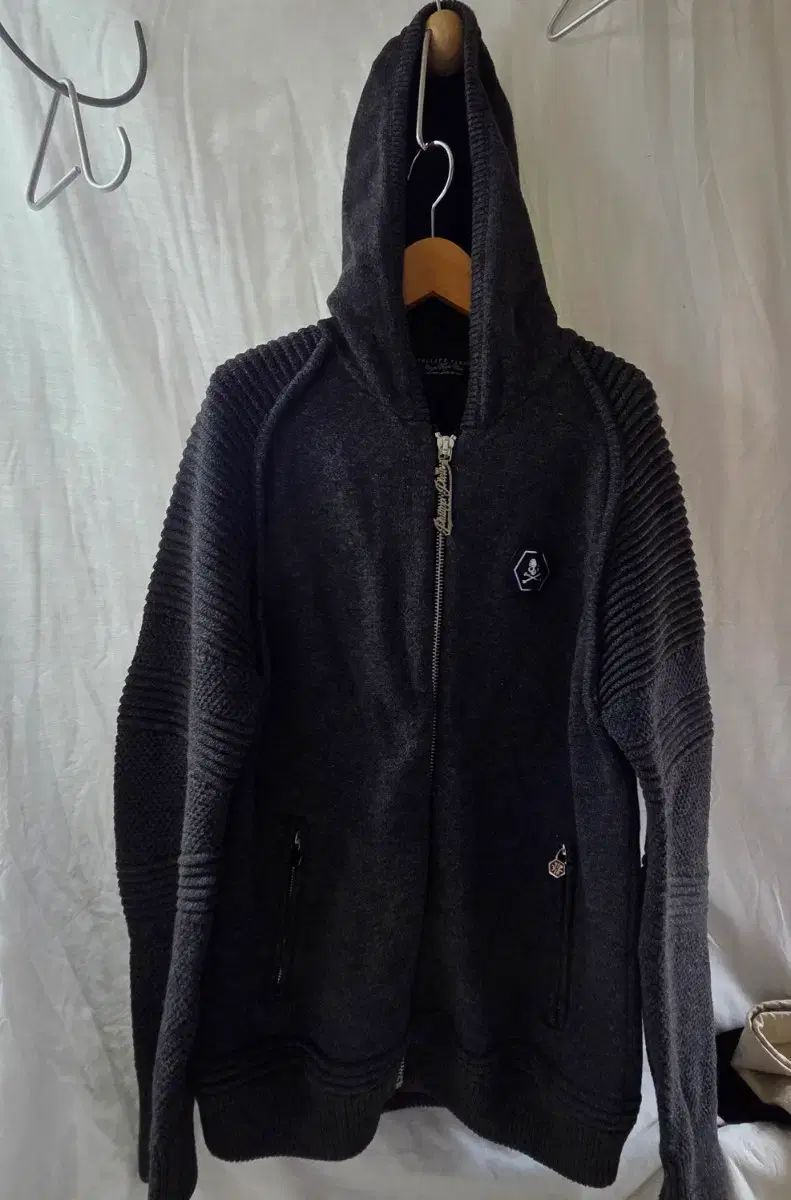 PHILIPP PLEIN(フィリッププレイン) フード ジップアップ ダークグレー XL