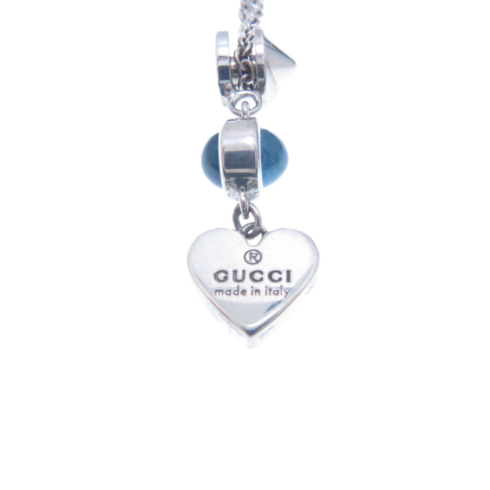 【中古】GUCCI ハートモチーフ ネックレス　ブルートパーズ GUCCI グッチ ハートモチーフNC/SV/BT/6.4g ネックレス シルバー925