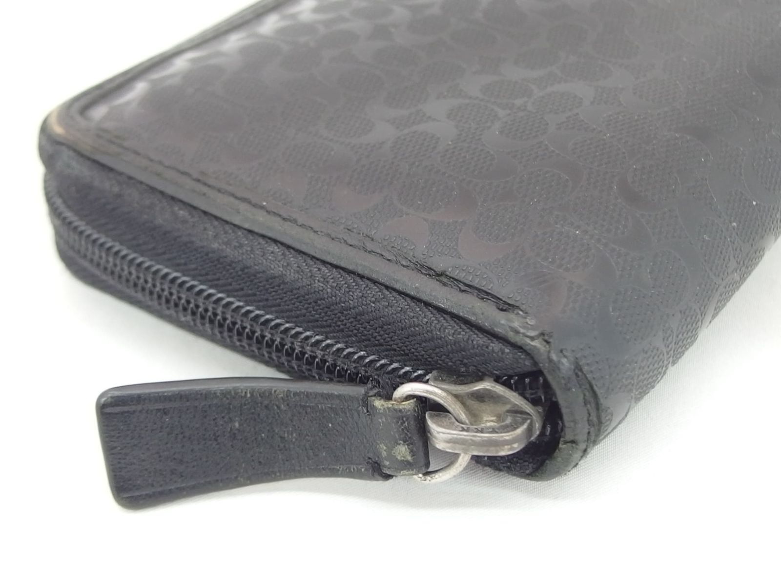 COACH コーチ ラウンドファスナー 長財布 シグネチャー エンボス加工