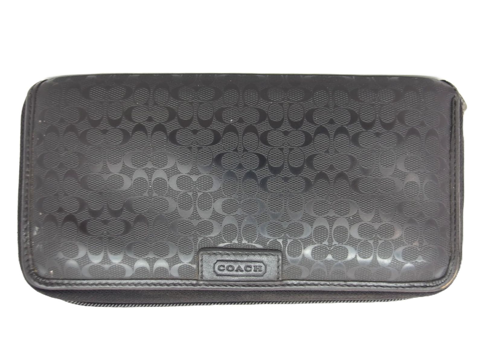 COACH コーチ ラウンドファスナー 長財布 シグネチャー エンボス加工