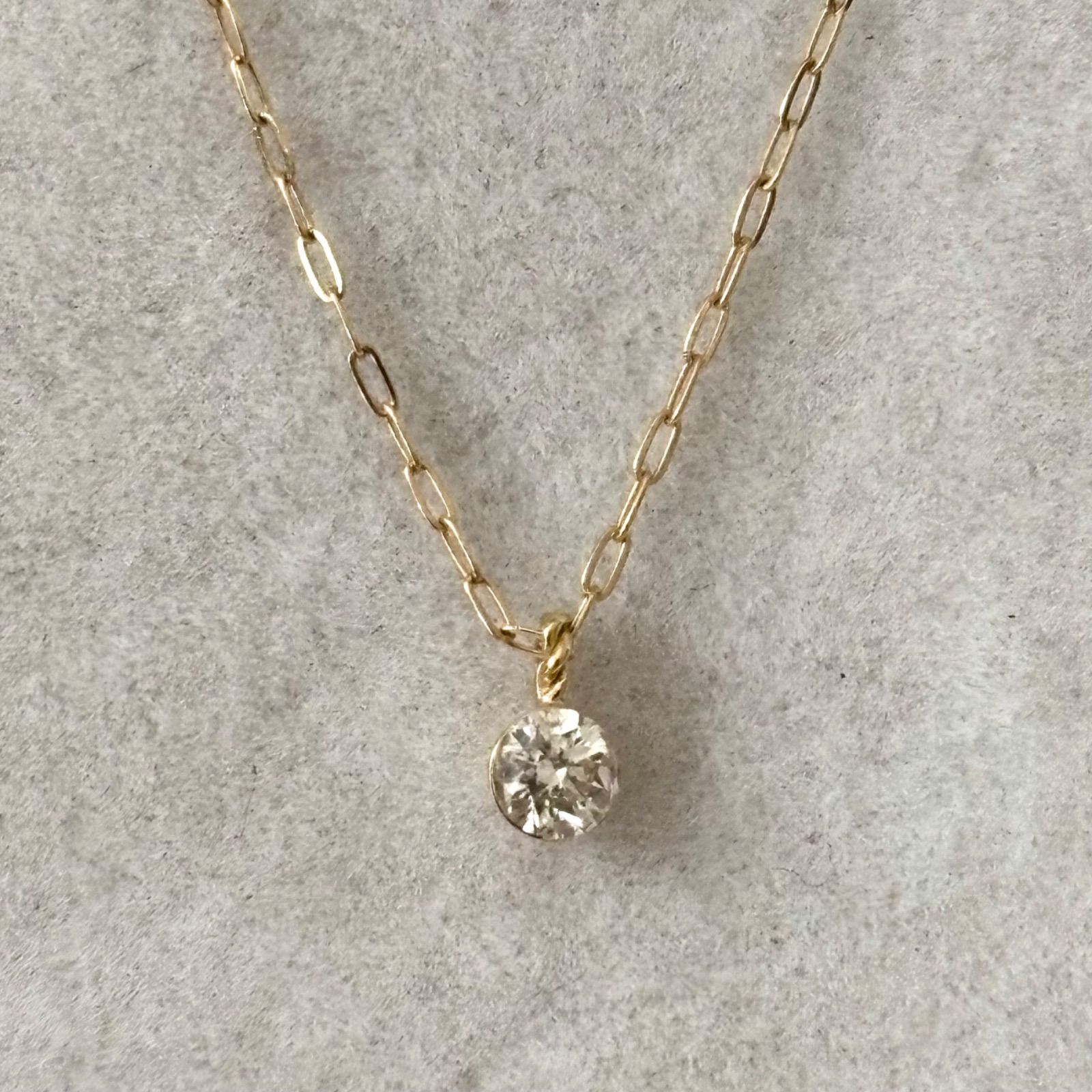 407【アガット】K18 ダイヤモンド　0.10ct ネックレス　スライドチェーン