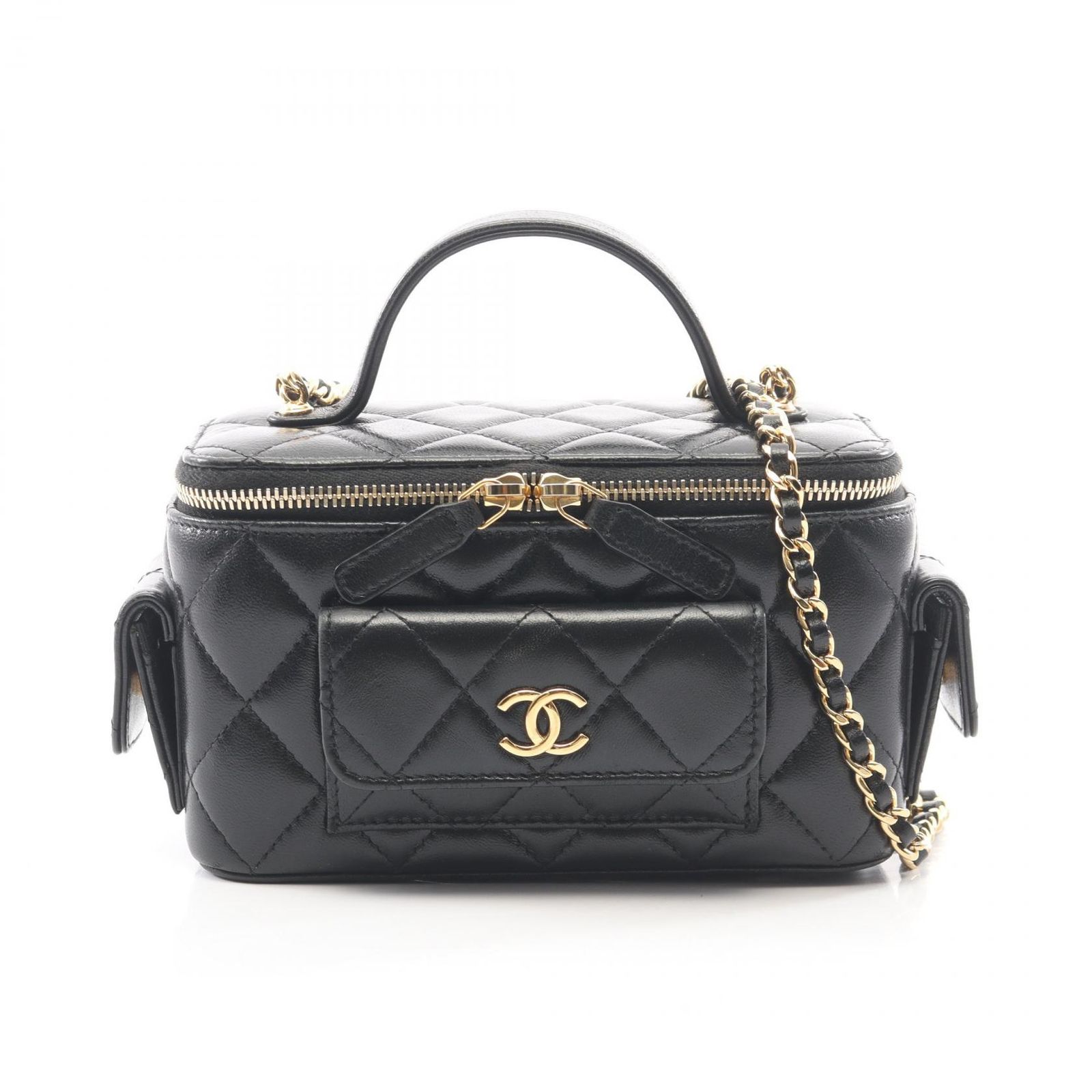 シャネル CHANEL ショルダーバッグ マトラッセ ブラック キャビアスキン(グレインドカーフ) マトラッセ バニティ 2wayチェーンショルダー レディース Used A