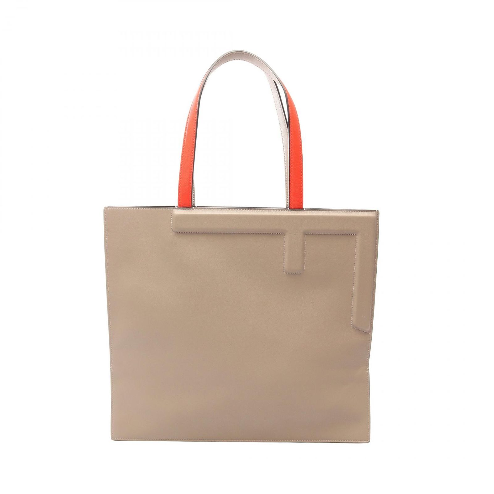 フェンディ FENDI トートバッグ フリップ 8BH420 グレージュ/レッド レザー フリップ レディース Used A