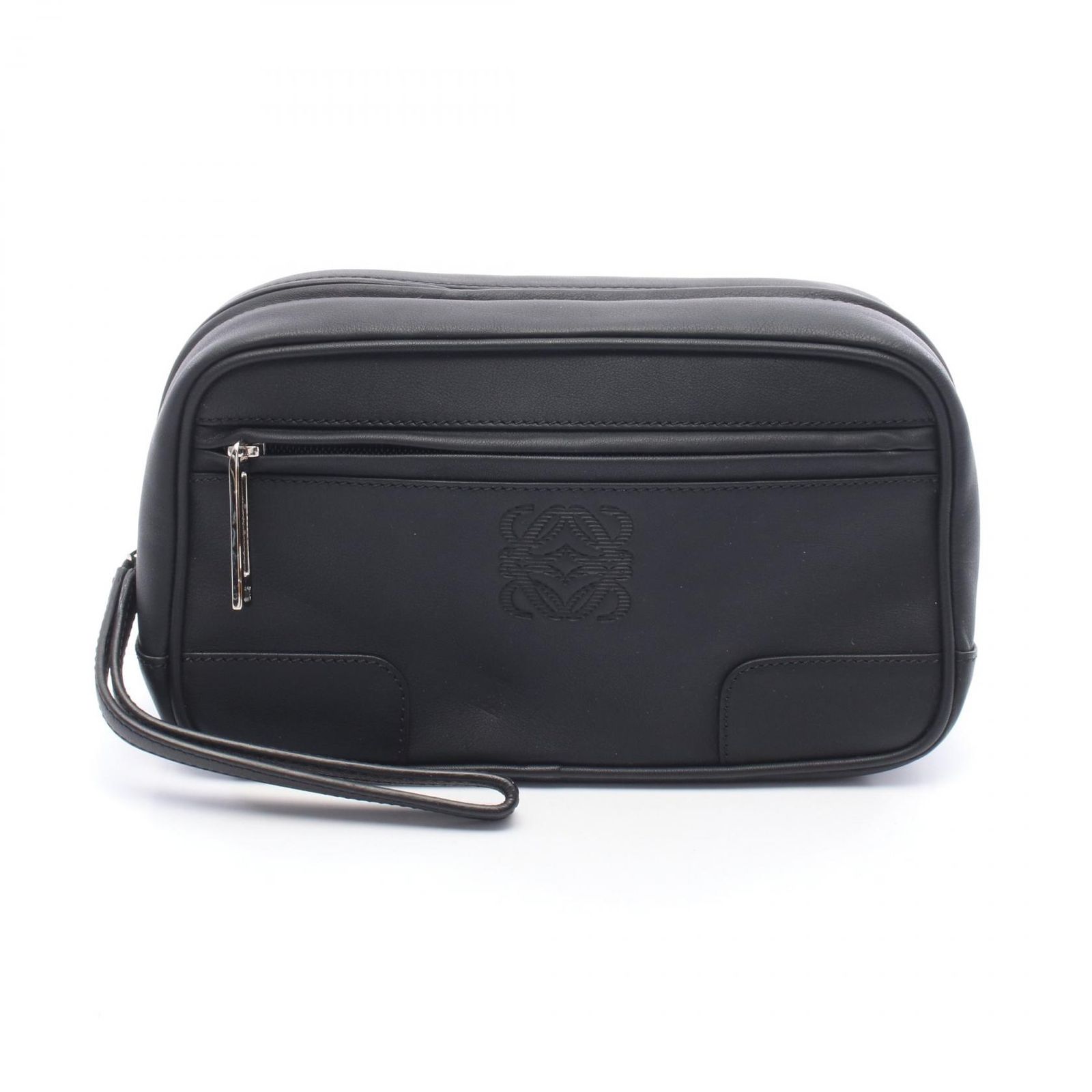 ロエベ LOEWE セカンドバッグ クラッチバッグ アナグラム ブラック レザー アナグラム クラッチバッグ ユニセックス Used A