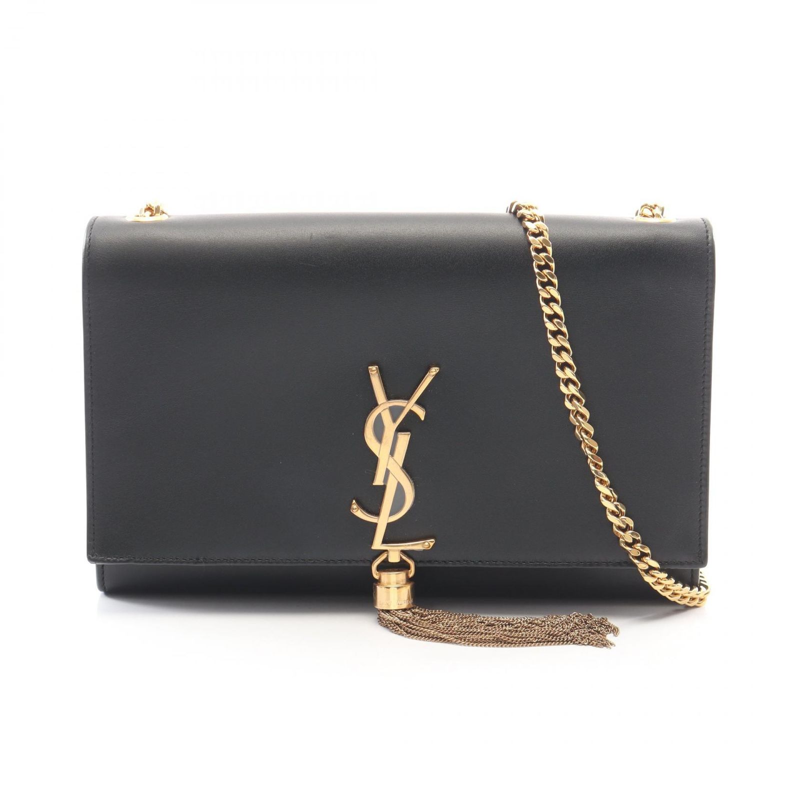 サンローランパリ SAINT LAURENT PARIS ショルダーバッグ ケイト モノグラム ブラック レザー ケイト タッセル ミディアム レディース Used A