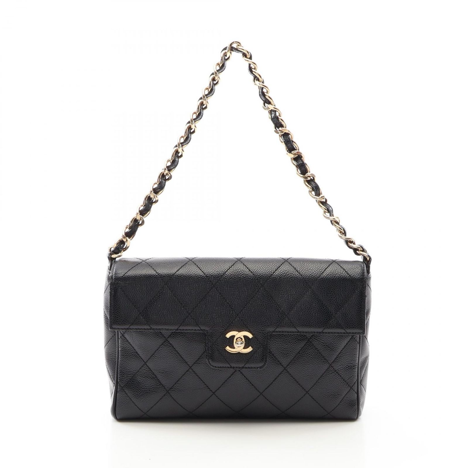 シャネル CHANEL ショルダーバッグ マトラッセ ブラック キャビアスキン(グレインドカーフ) マトラッセ チェーンショルダー レディース Used A