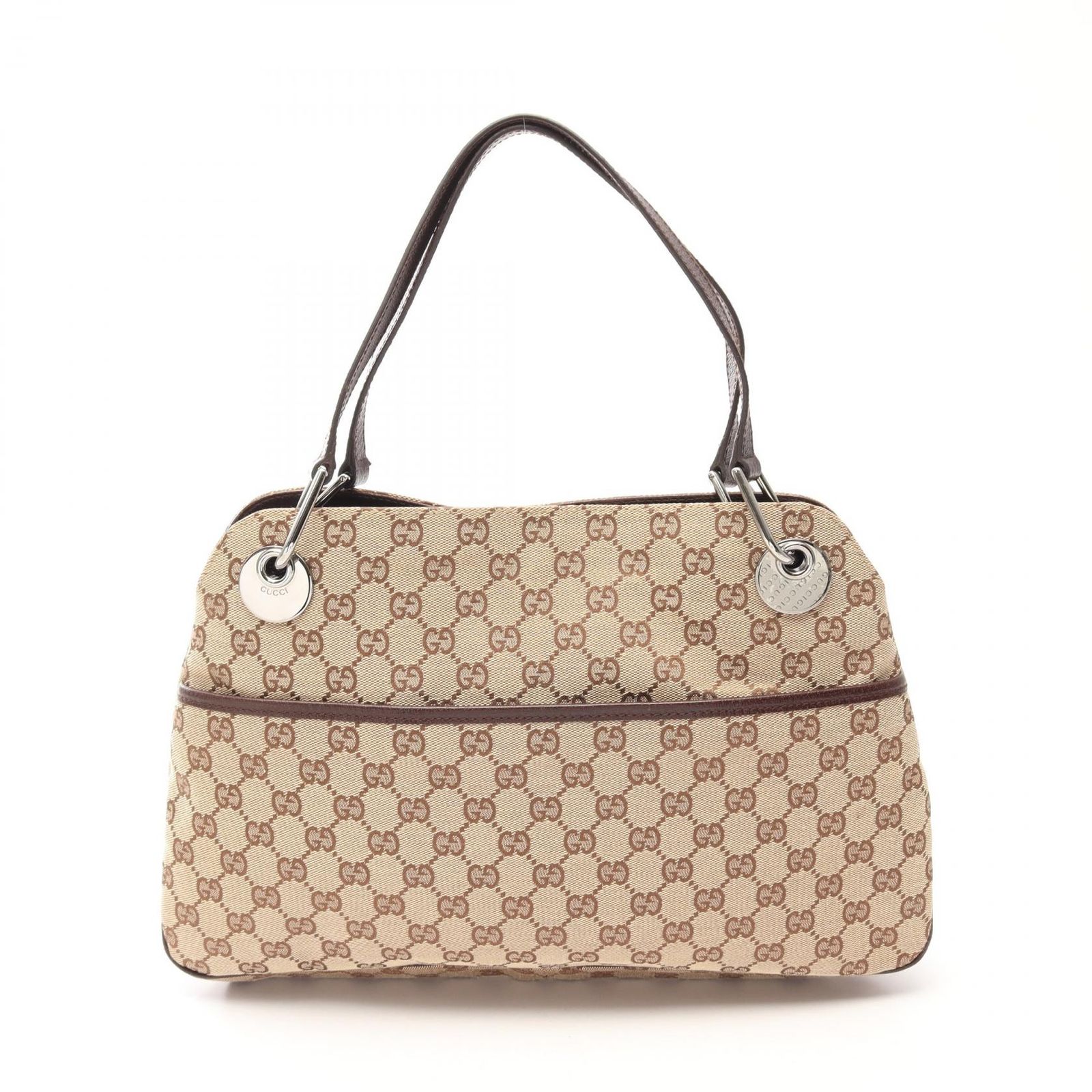 グッチ GUCCI ショルダーバッグ GGキャンパス 121023 ベージュ/ブラウン レザー エクリプス トートバッグ ユニセックス Used B