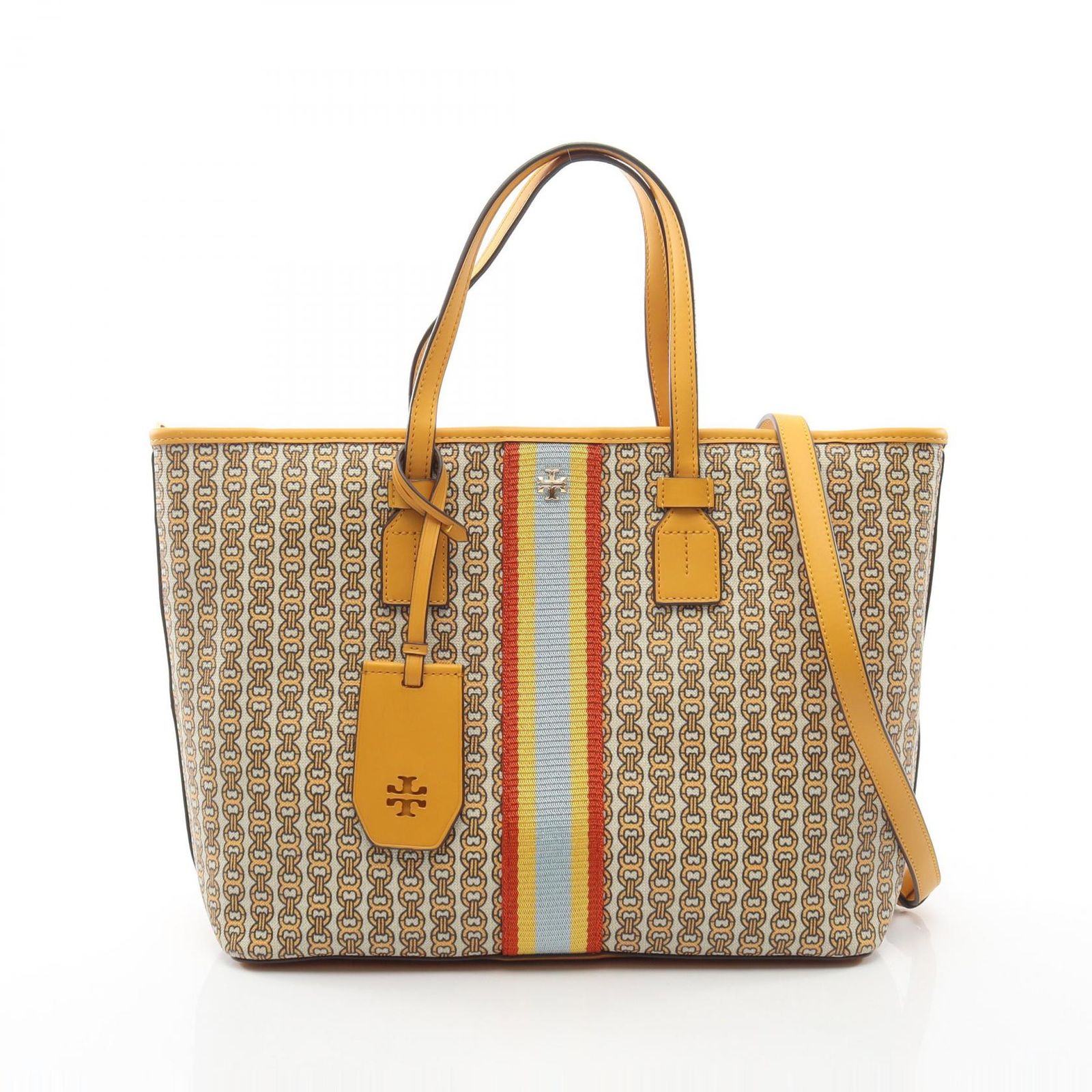 トリーバーチ Tory Burch トートバッグ ジェミニリンク 2WAY イエロー PVCコーティングキャンバス レザー トートバッグ レディース Used A 12,450円