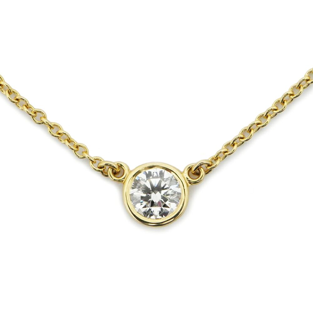 【名東】ティファニー バイザヤード シングル ダイヤモンド ペンダント ネックレス ダイヤ 0.24ct 鑑定書 750 YG K18 約1.9g レディース