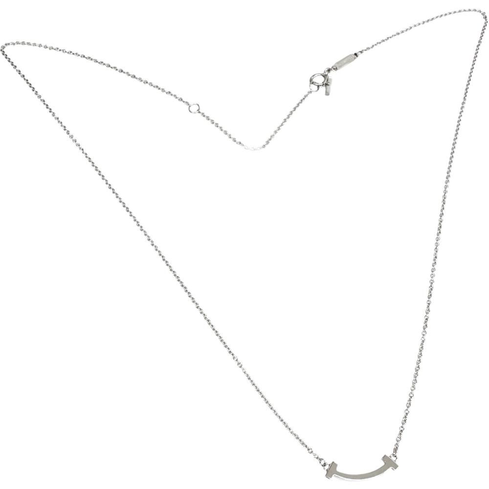 【TIFFANY&Co./ティファニー】Tスマイル ミニ ピンクサファイア ネックレス K18WGホワイトゴールド 18金 2.5g 41/46cm レディース 【中古】【真子質店】【GD】