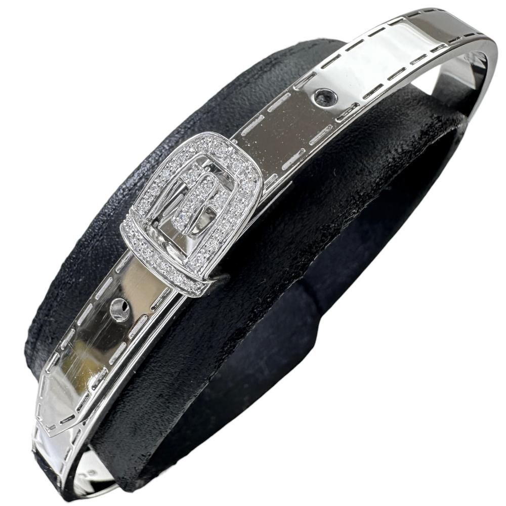 【GUCCI/グッチ】ベルトモチーフ ダイヤモンド ブレスレット K18WGホワイトゴールド 18金 33.4g 17/18.0cm 18 レディース 【中古】【真子質店】【GD】