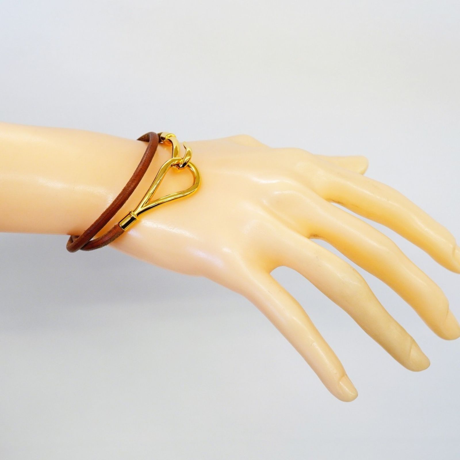 338 HERMES エルメス ジャンボフック レザー ゴールド ブレスレット エルメス(Hermes) エルメス ブレスレット ジャンボフック GPメッキ