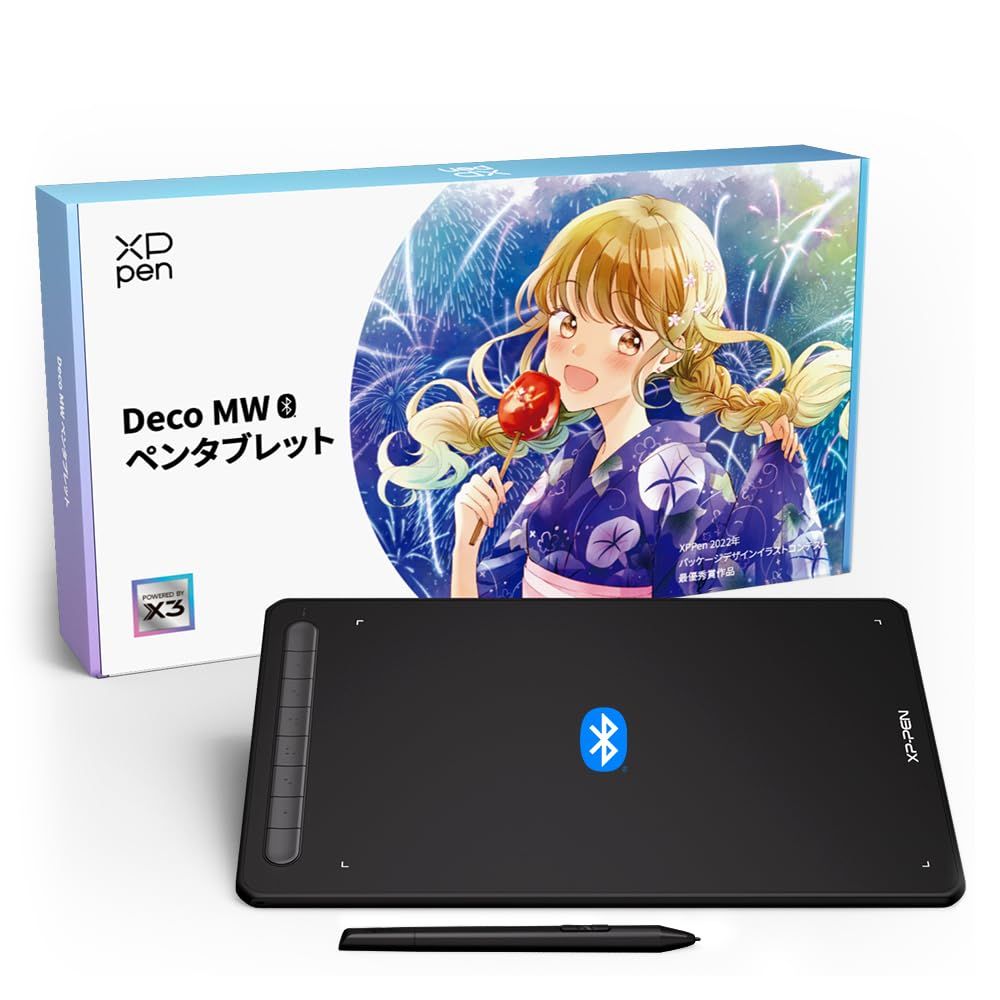 XPPen ペンタブ Bluetooth ワイヤレス接続 8x5インチ X3ペン 傾き検知