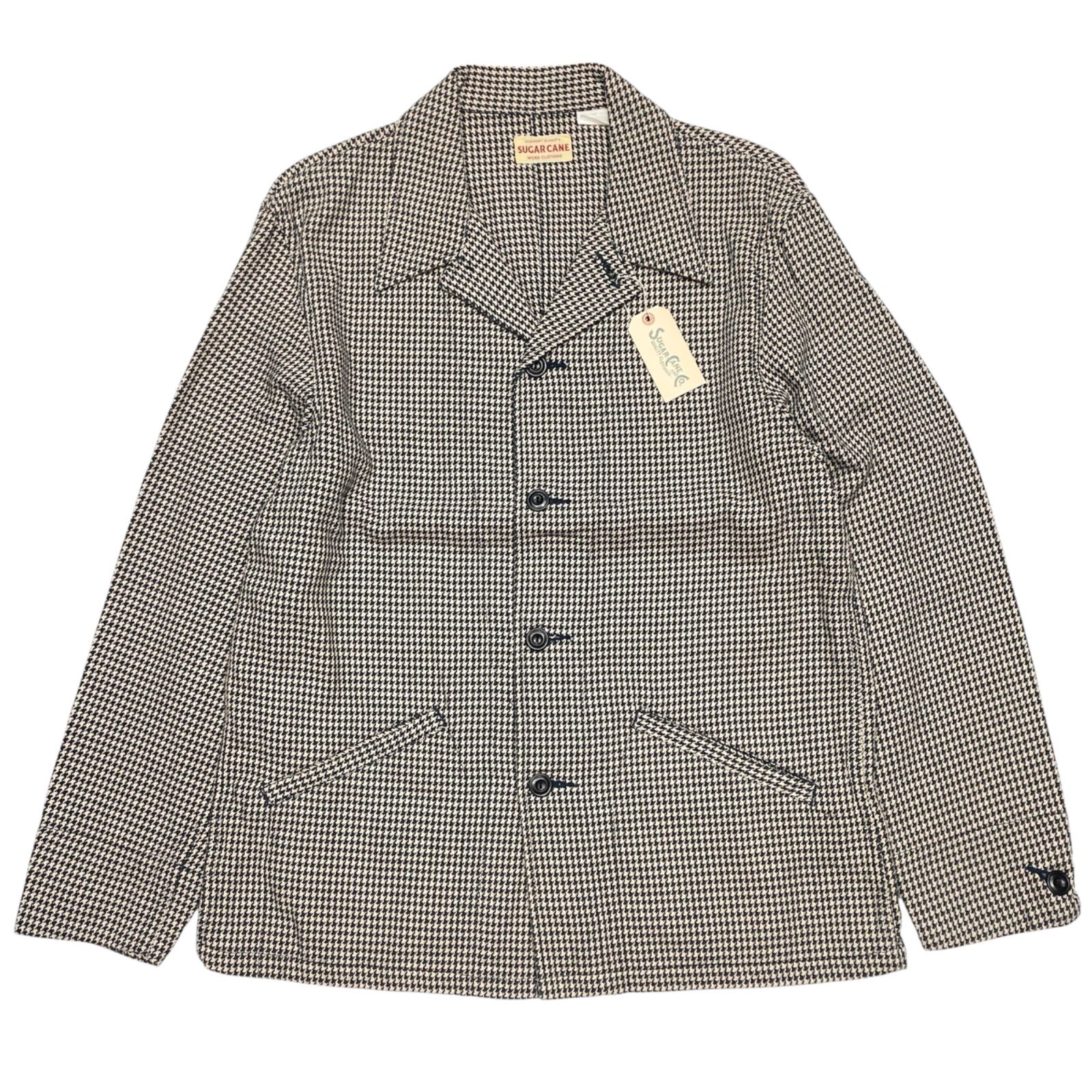 未使用品 ネイビー 40 SUGAR CANE SC10478 シュガーケーン 千鳥格子 カバーオール ワークジャケット