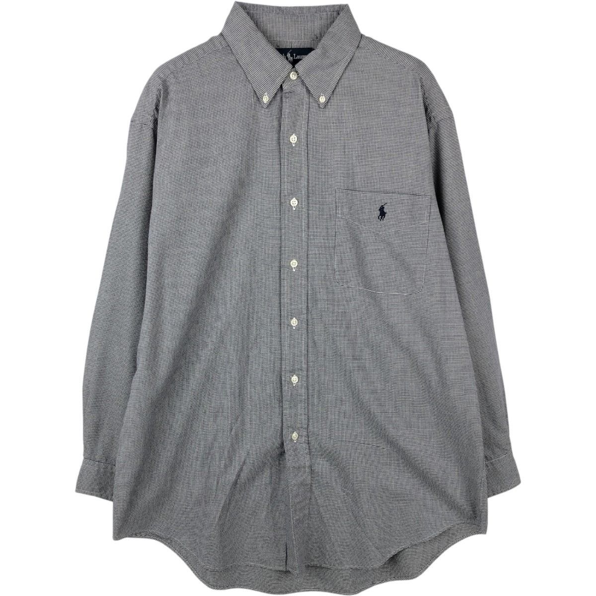 古着 ラルフローレン Ralph Lauren YARMOUTH 千鳥格子柄 長袖 ボタンダウンチェックシャツ メンズL相当/eaa662079 6,521円