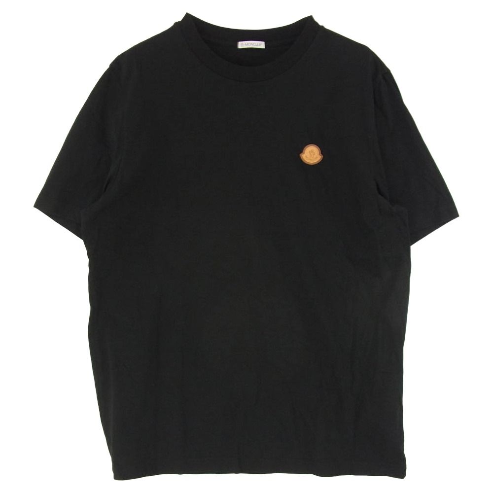 MONCLER モンクレール 23SS I20918C00051 8390T フロントロゴ レザー ワッペン クルーネック 半袖 Tシャツ ブラック系 L【美品】【中古】 19,499円
