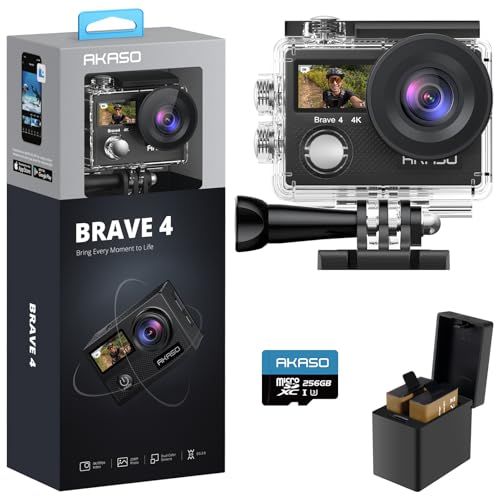 AKASO Brave4 アクションカメラ 4K30FPS デュアルスクリーン EIS手ブレ補正 40M防水 水中カメラ HDMI出力 アクションカム 小型 64GBカード付き★m ed57ffb5