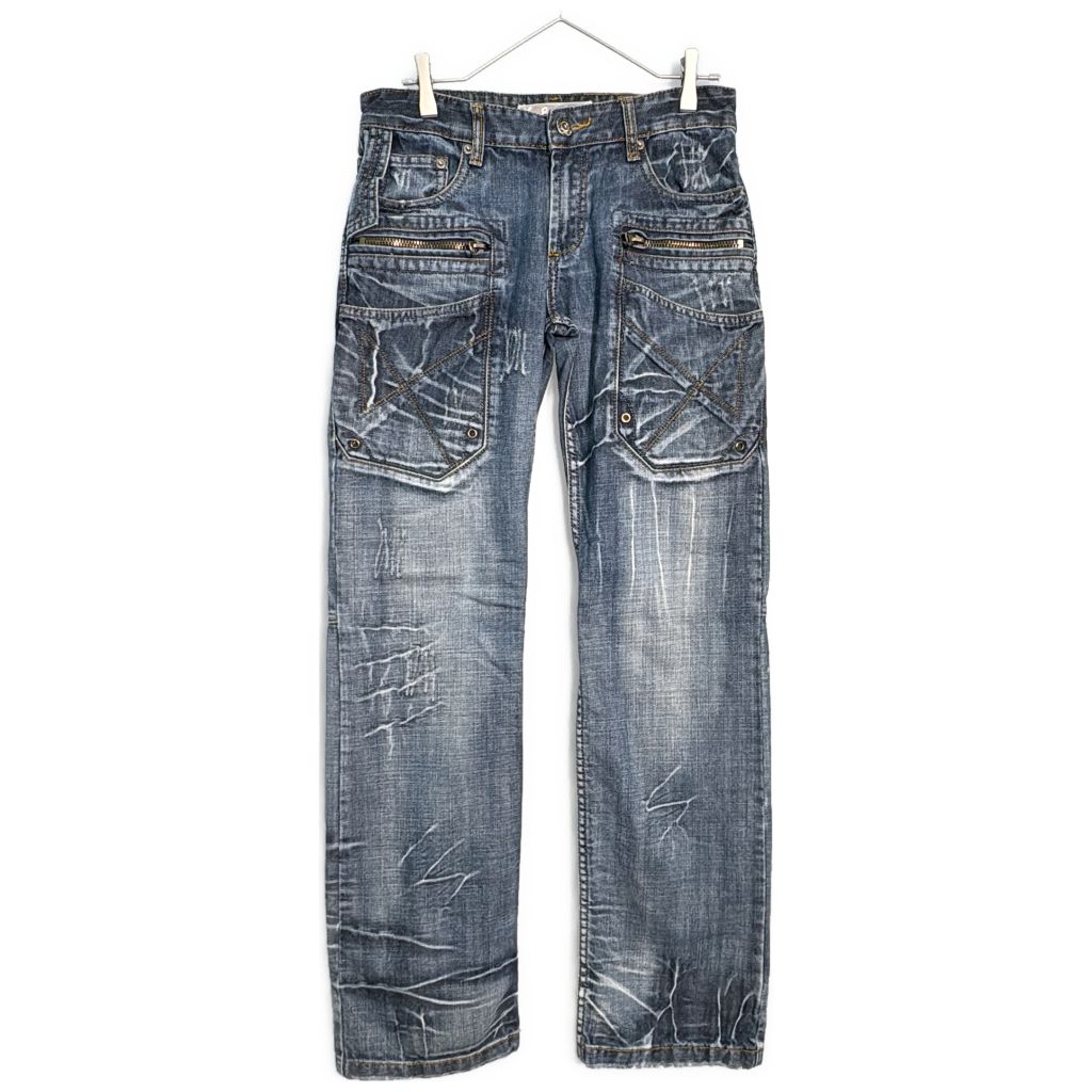 KOSMO LUPO ギミックデニムパンツ Y2K ブルー(メンズ W31)中古 古着 Y6755 6,600円