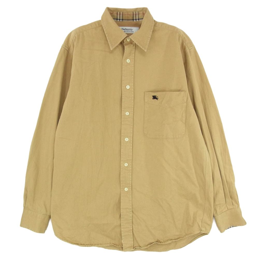 BURBERRY バーバリー 英国製 カフス裏ノバチェック ロングスリーブ ワンポイント 長袖 シャツ ブラウン系 L【中古】