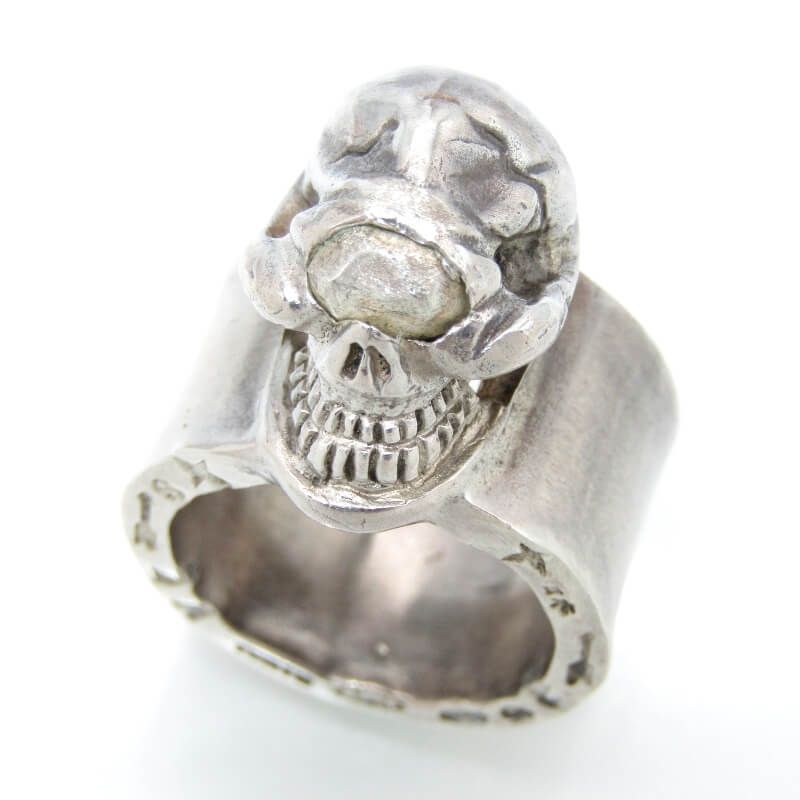 美品 STOP LIGHT ストップライト リング スカル 銀目 Skull Ring Silver Eye SV925 22号 28013111