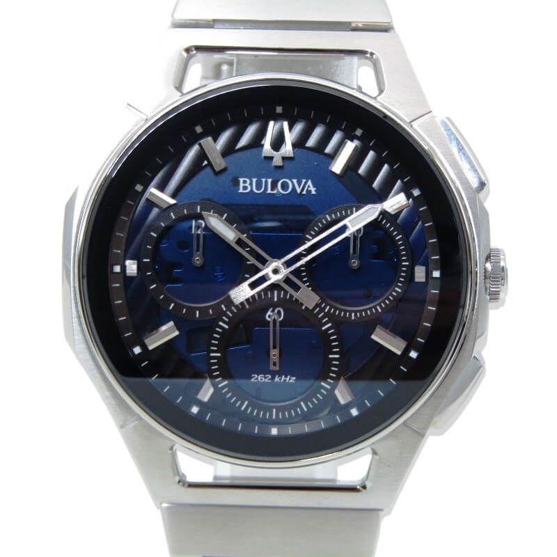 美品 BULOVA ブローバ カーブ 96A205 CURV クロノグラフ ハイパフォーマンスクォーツ アナログ SS ブルー 28013135