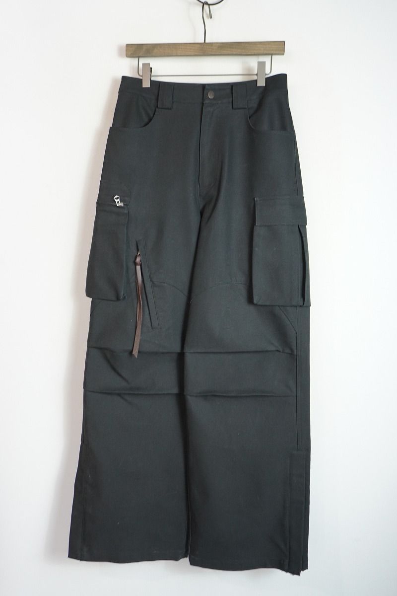 Fax Copy Express ファックスコピーエクスプレス Slit-Hem Cargo Pants ワイド カーゴ パンツ ボトムス 黒 サイズM 4623Q★4