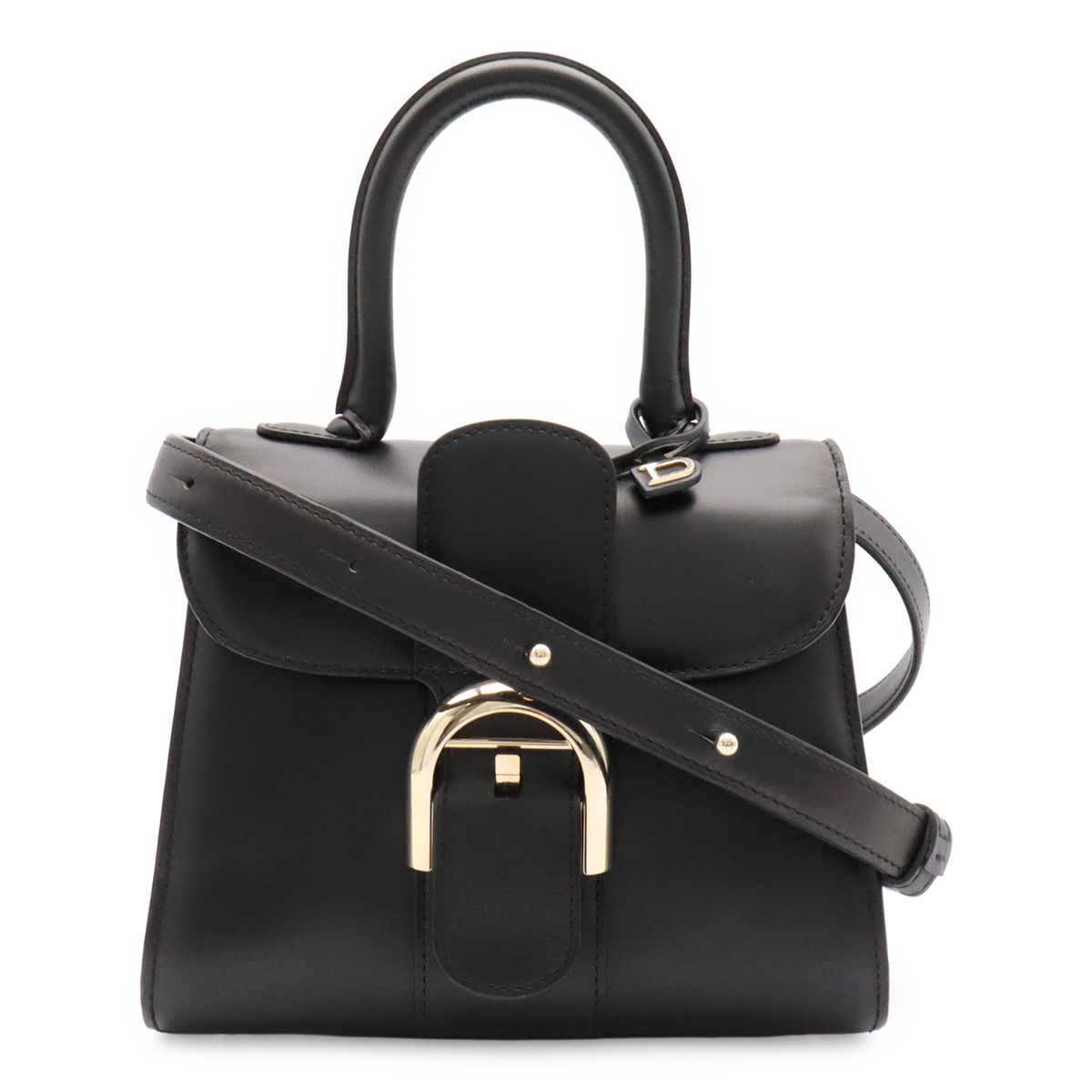 DELVAUX デルヴォー ブリヨン ミニ ハンドバッグ 2WAY ショルダーバッグ ミニバッグ 斜め掛け レザー ブラック 黒 ゴールド金具