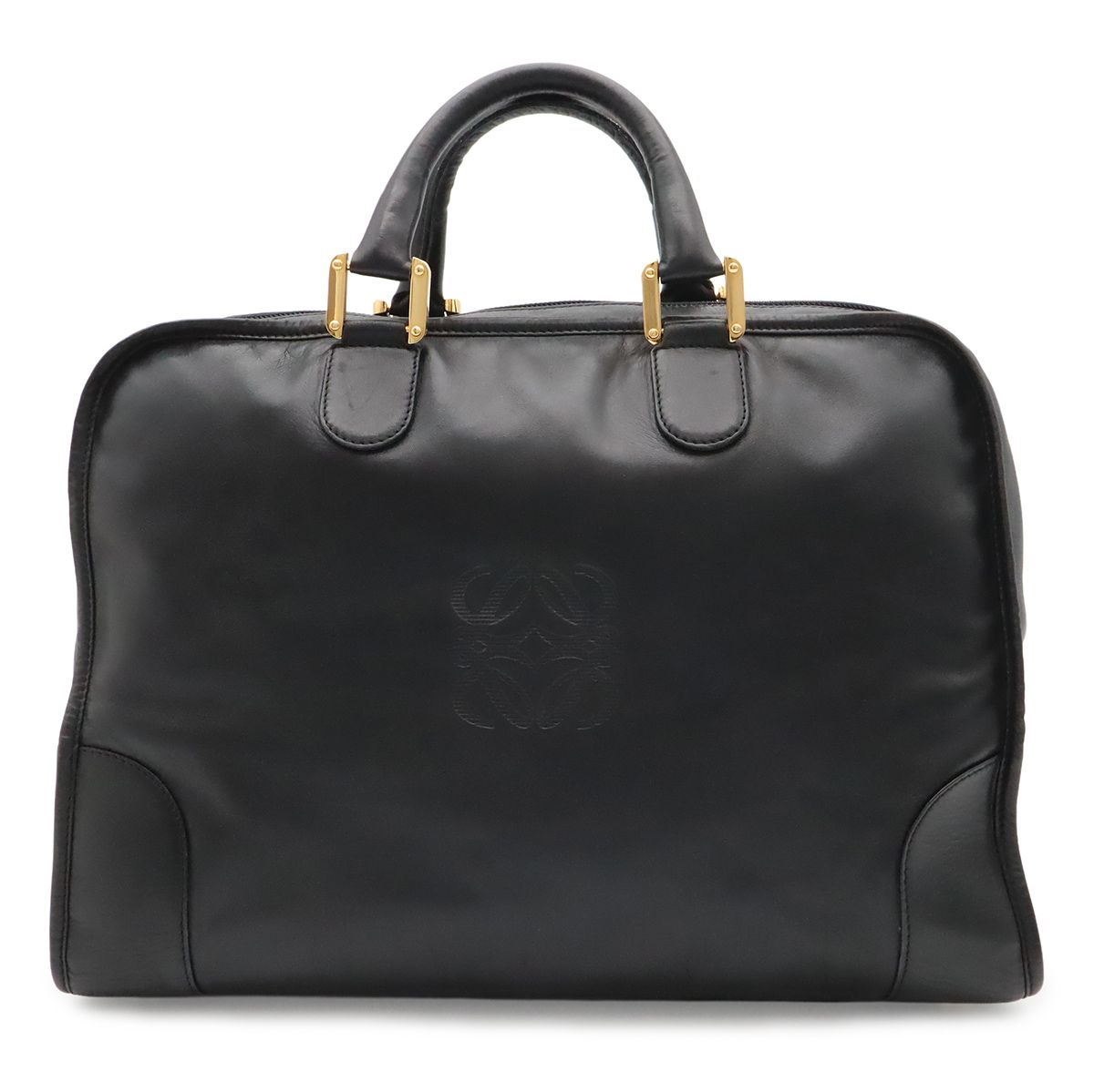 LOEWE ロエベ アマソナ40 アナグラム ハンドバッグ ボストンバッグ トラベルバッグ 旅行カバン レザー ブラック 黒 ゴールド金具
