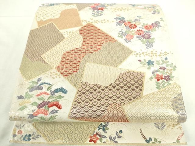 平和屋本店▼六通柄袋帯　唐織　四君子　純金箔　正絹　逸品　DABI5417op