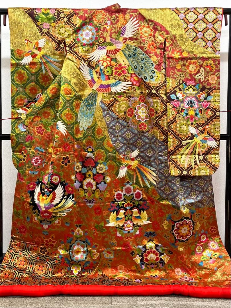 打掛 豪華 絽刺し 相良刺繍 色打掛 婚礼用 花嫁 身丈198cm MO3882