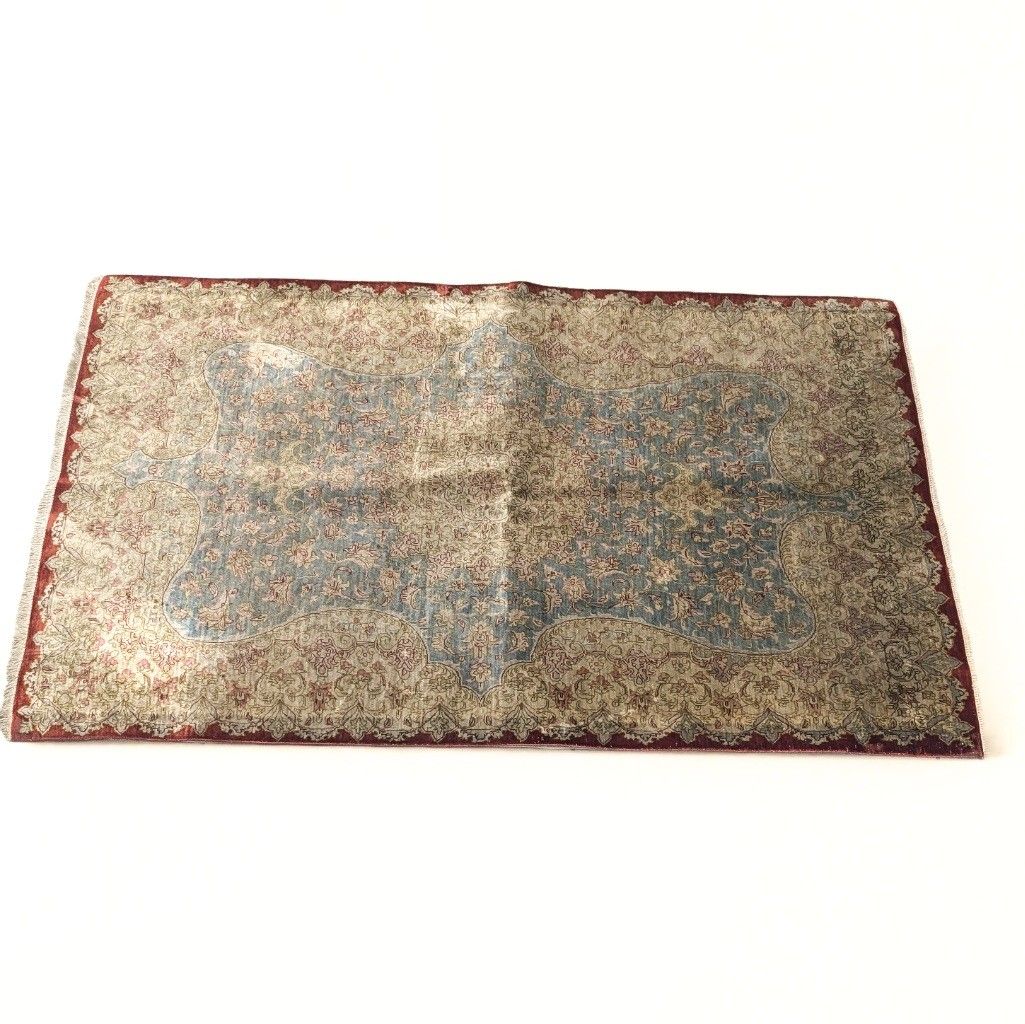 クム産 ペルシャ絨毯 シルク100% 手織り 78x121cm A250040 ラグ　現状品