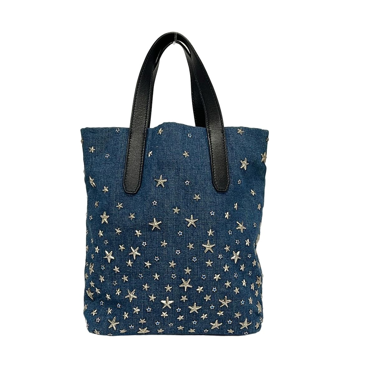 □美品□ジミーチュウ トートバッグ ネイビー レザー スタッズ スター 
