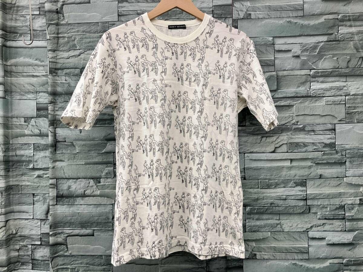 ISSEY MIYAKE/半袖Tシャツ/半袖Tシャツ 総柄/オフホワイト/サイズ2