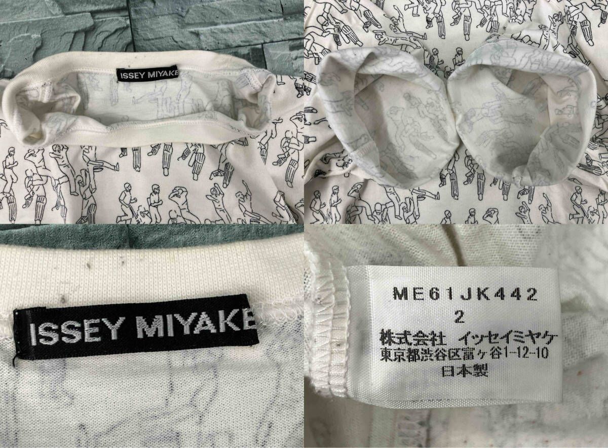 イッセイミヤケ　ISSEY MIYAKE　半袖　グラフィックTシャツ　白　M　2 ISSEY MIYAKE/半袖Tシャツ/半袖Tシャツ 総柄/オフホワイト/サイズ2