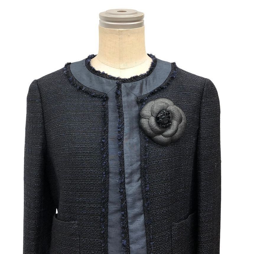 シャネル CHANEL カメリア コサージュ ブローチ 黒 ブラック 新古品 美
