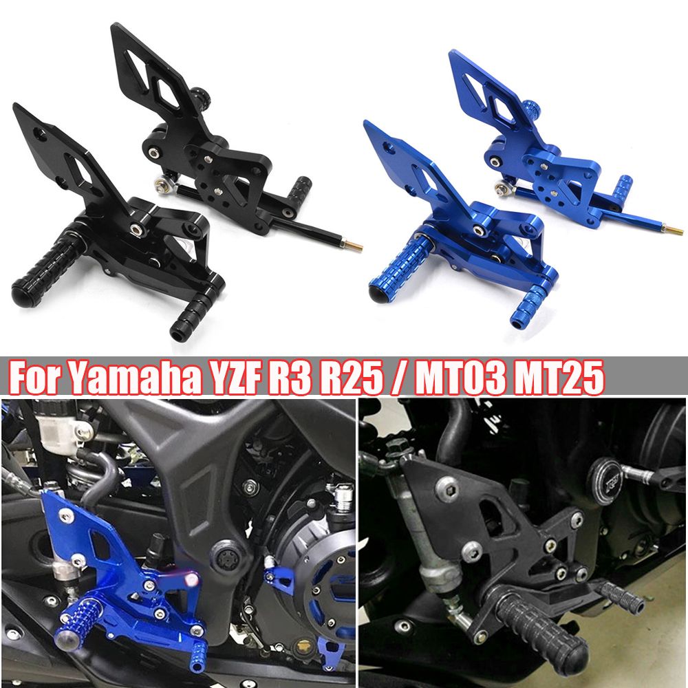 ヤマハ YZF-R3/R25 MT-03/MT-25 用 CNCアルミ リアセット フットペグ 2015-2020