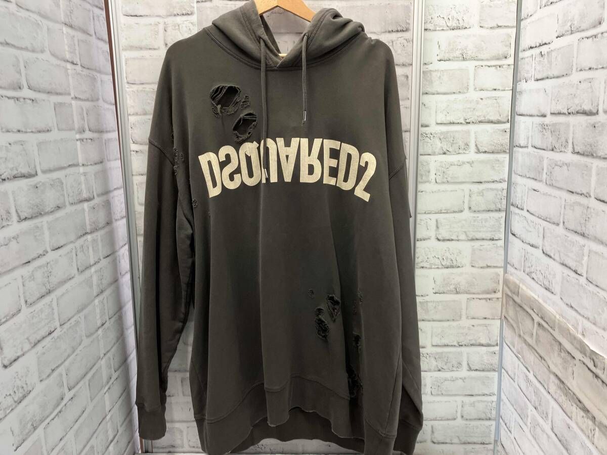 DSQUARED2 / パーカー / D2 REVERSE HOODIE/S74GU0667 / リバースロゴ / ダメージ加工 / M / グレー / ディースクエアード
