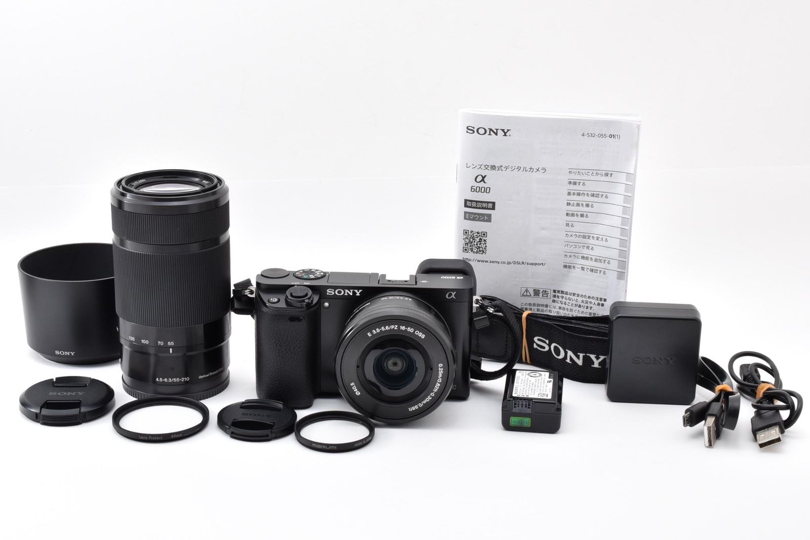 ★極上美品★Sony ソニー α6000 ブラック / E 55-210mm f4.5-6.3 OSS / E PZ 16-50mm F3.5-5.6 OSS＜ショット数約4536回＞★V2H #60