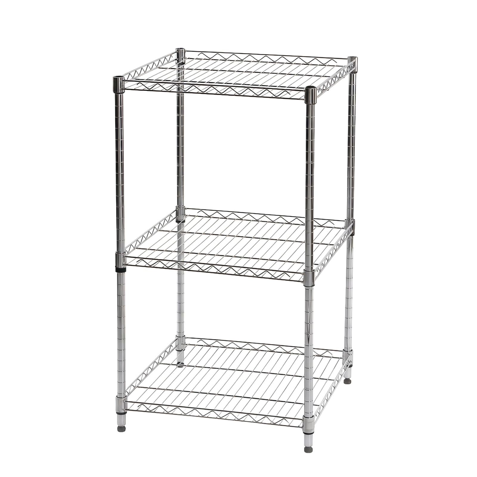 スチールラック 3段 幅30×奥行30×高さ80cm スリム ポール径14mm 全体耐荷重約60kg 棚の高さ調整可能 サビにくい コンパクト 収納ラック メタルラック キッチンラック ワイヤーラック シルバーｍａ