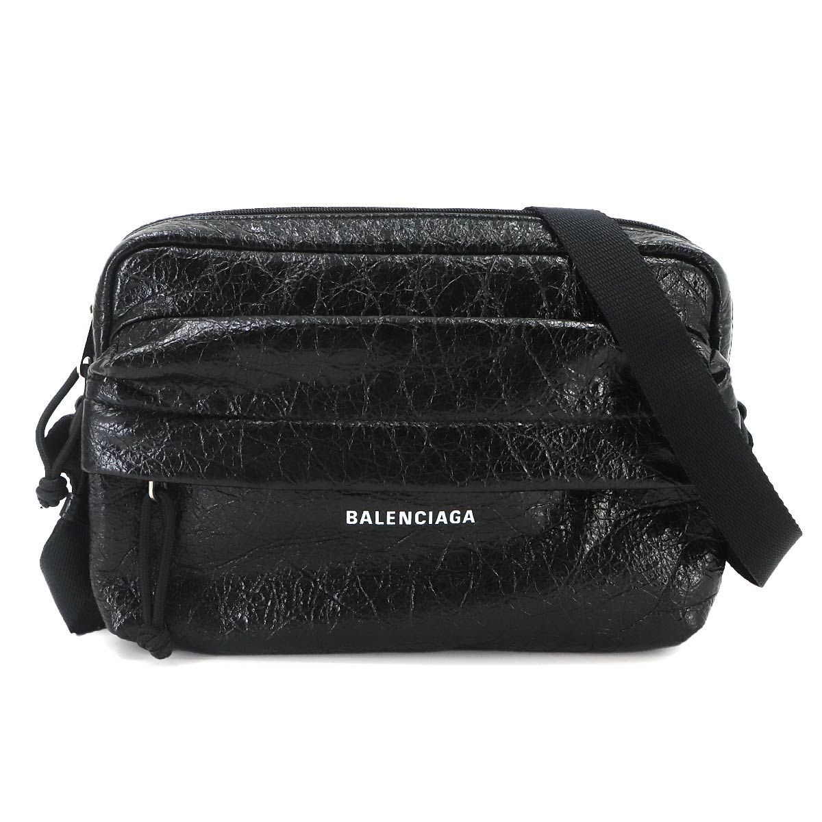 新品同様 バレンシアガ BALENCIAGA エクスプローラー カメラバッグ ショルダー バッグ レザー ブラック 845592 シルバー 金具 90333375