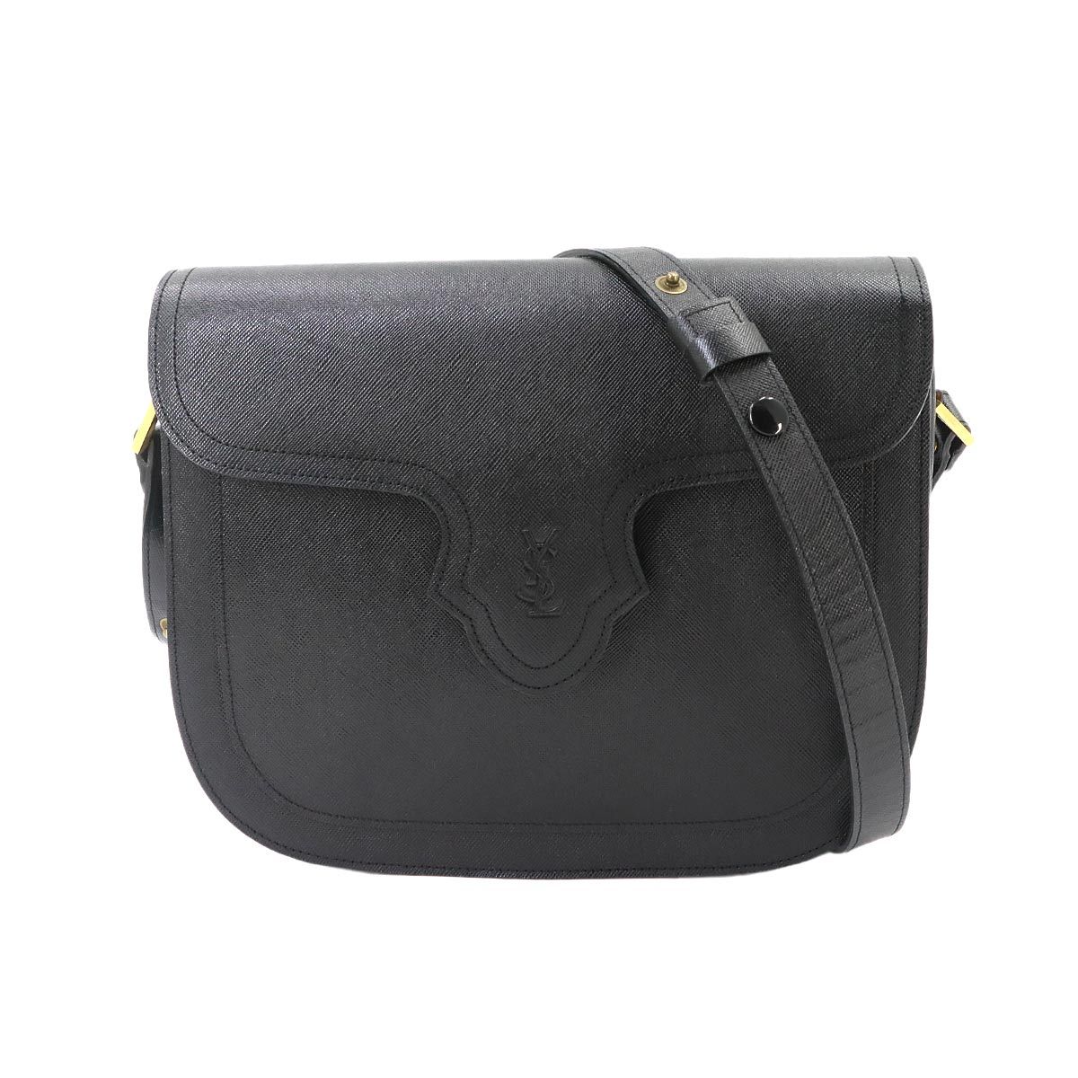 美品 イヴ サンローラン Yves Saint Laurent ショルダー バッグ レザー ブラック ゴールド 金具 Shoulder Bag 90333867 48,000円