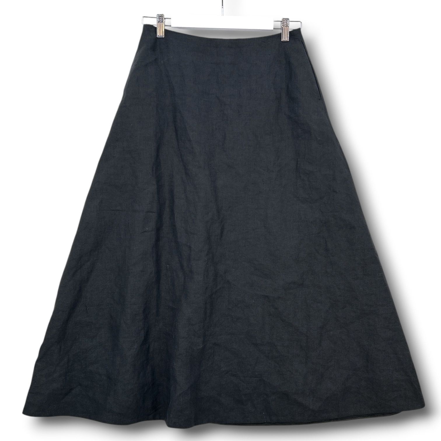 Deuxieme Classe ドゥーズィエムクラス 25SS Linen Flare Skirt リネンフレアスカート ロング丈 Aライン 黒 ブラック 38 レディース 春 夏 ゴーゴー古着久喜倉庫店 22 No.2832