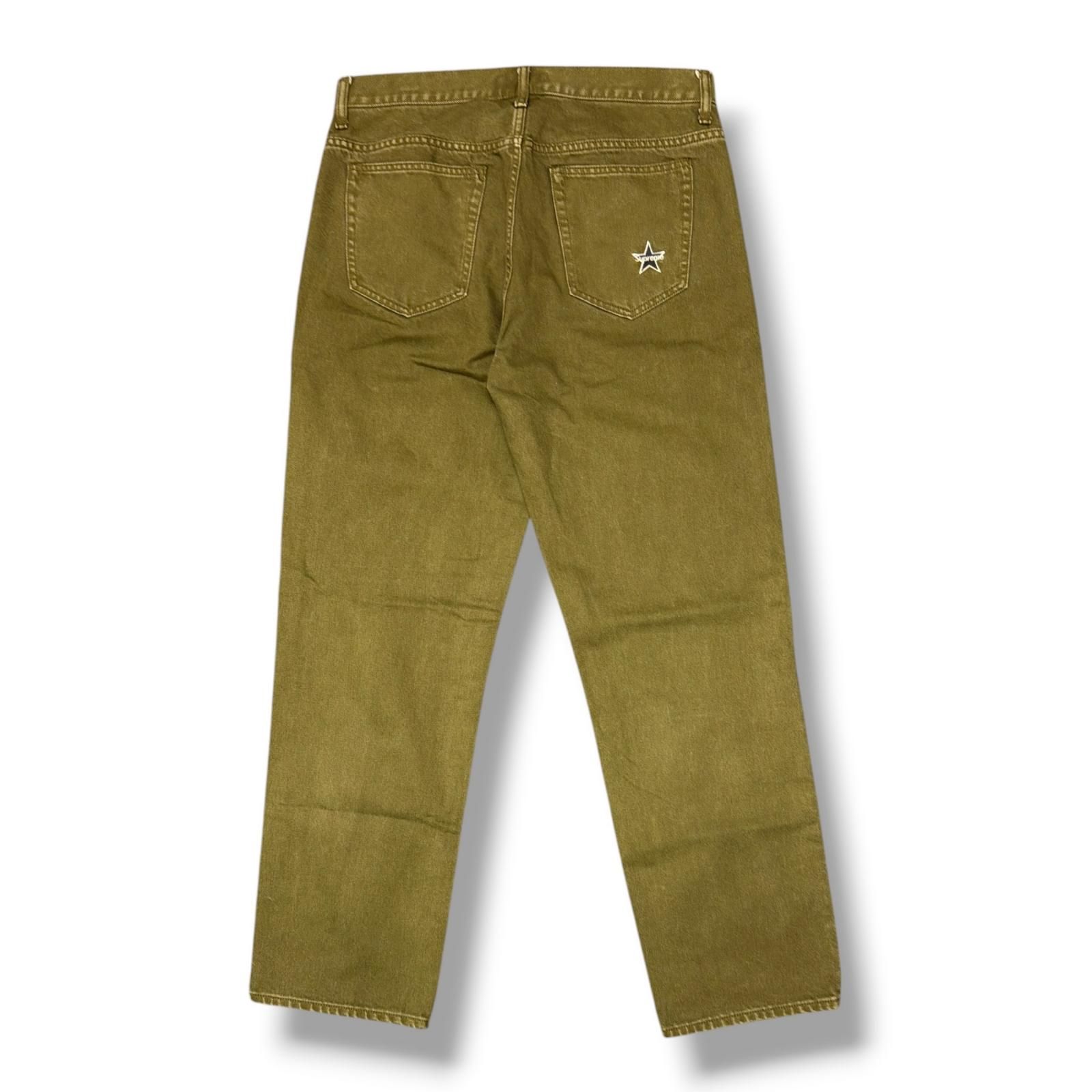 国内正規 参考上代29700円 Supreme Washed Regular Jeans スター刺繍デニム レギュラーデニム シュプリーム カーキ 32 （20398M） 国内正規 Supreme Supreme Washed Regular Jeans スター刺繍デニム