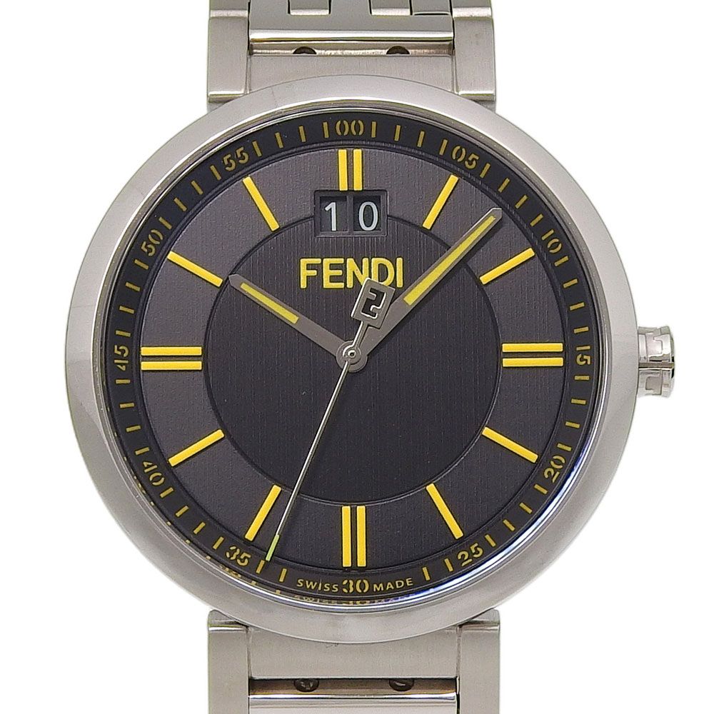 【FENDI】フェンディ フォーエバー デイト ステンレススチール クオーツ アナログ表示 メンズ 黒文字盤 腕時計 32,370円