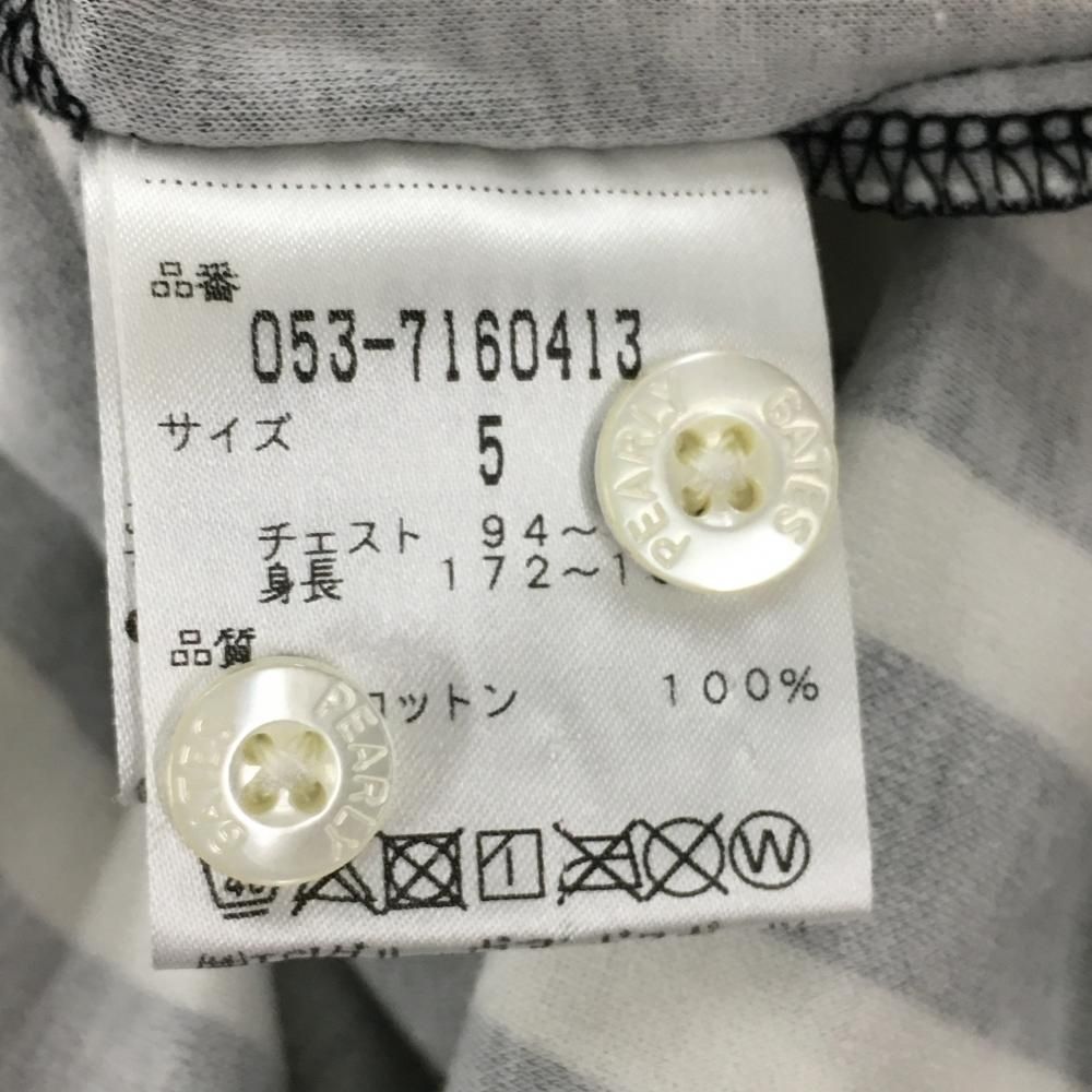 パーリーゲイツ 半袖ポロシャツ ネイビー×白 ストライプ メンズ 5(L