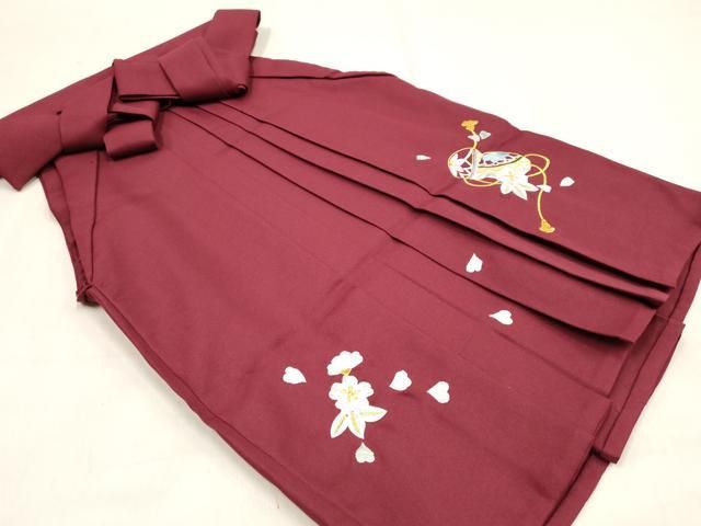 平和屋着物[]女の子　子供　行灯袴　総刺繍　鞠桜文　濃紅色　金糸　洗える着物　DABH5447ea 9,880円