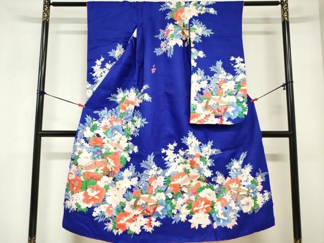 平和屋着物[]七五三　女の子　７歳　祝着　四つ身　駒刺繍　糸車牡丹花文　逸品　DABH5467ea