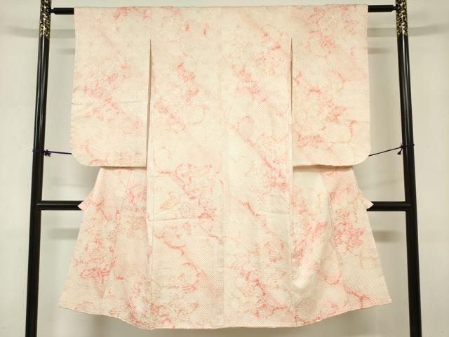 平和屋着物[]七五三　女の子　７歳　祝着　四つ身　総絞り　舞花文　逸品　DABH5485ea