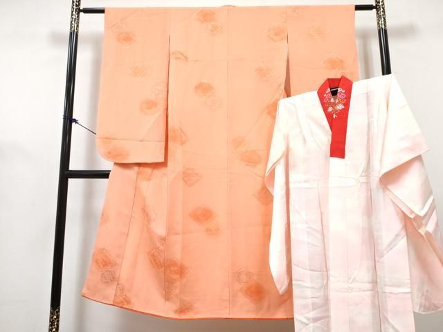 平和屋着物[]七五三　女の子　７歳　祝着　四つ身　長襦袢(無双仕立て・半衿刺繍)セット　花菱地紋　暈し染め　逸品　DABG3274ma